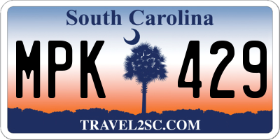 SC license plate MPK429