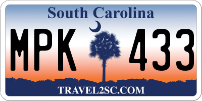 SC license plate MPK433