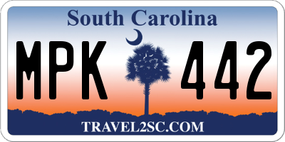 SC license plate MPK442