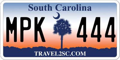 SC license plate MPK444