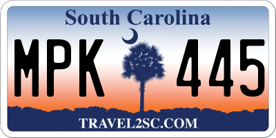 SC license plate MPK445