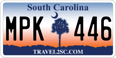 SC license plate MPK446