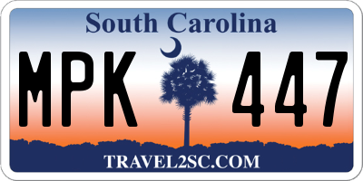 SC license plate MPK447