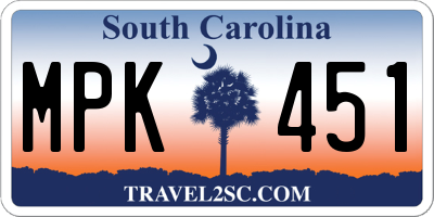 SC license plate MPK451