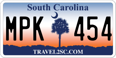 SC license plate MPK454