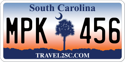 SC license plate MPK456