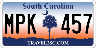 SC license plate MPK457