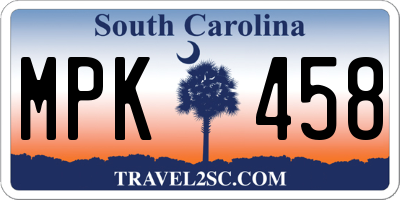 SC license plate MPK458