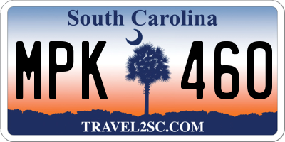 SC license plate MPK460
