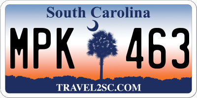 SC license plate MPK463