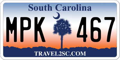 SC license plate MPK467