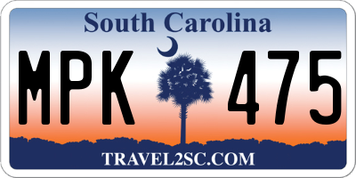 SC license plate MPK475