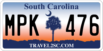 SC license plate MPK476
