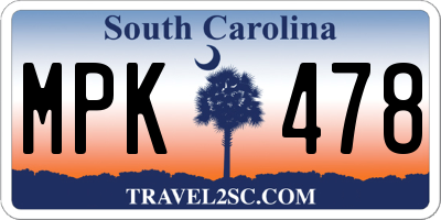 SC license plate MPK478