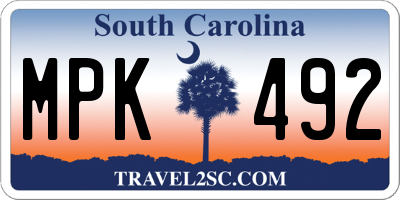SC license plate MPK492