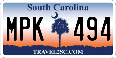 SC license plate MPK494