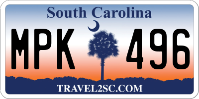 SC license plate MPK496