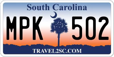 SC license plate MPK502