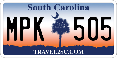SC license plate MPK505