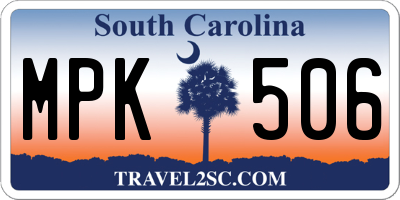 SC license plate MPK506