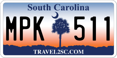 SC license plate MPK511