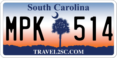 SC license plate MPK514