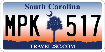 SC license plate MPK517