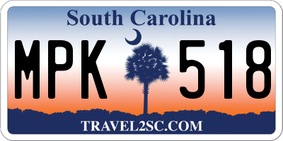 SC license plate MPK518