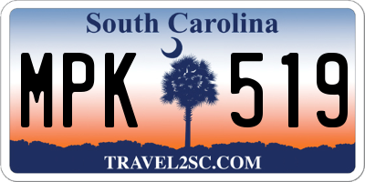 SC license plate MPK519