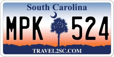 SC license plate MPK524