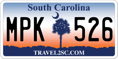 SC license plate MPK526