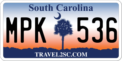 SC license plate MPK536