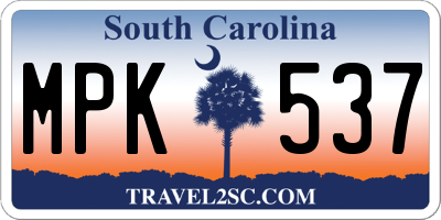 SC license plate MPK537