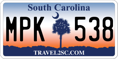 SC license plate MPK538