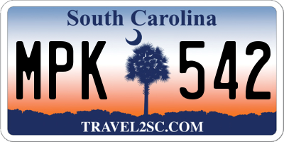 SC license plate MPK542