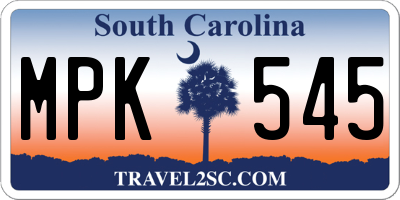 SC license plate MPK545