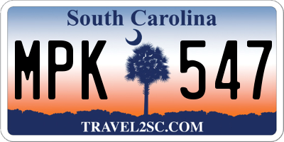 SC license plate MPK547