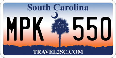 SC license plate MPK550