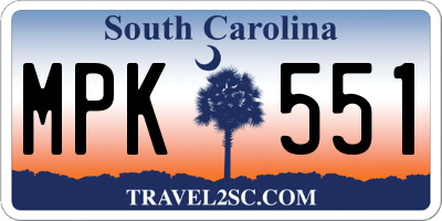 SC license plate MPK551