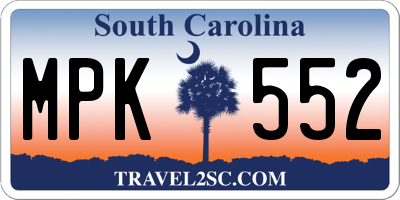 SC license plate MPK552