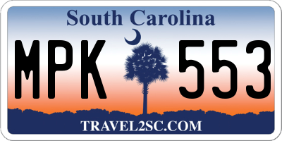SC license plate MPK553