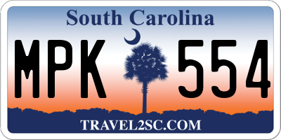 SC license plate MPK554
