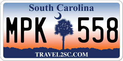 SC license plate MPK558
