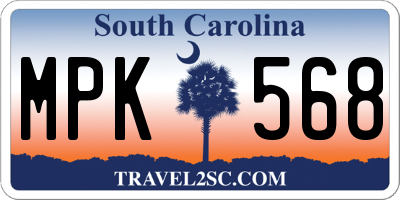 SC license plate MPK568