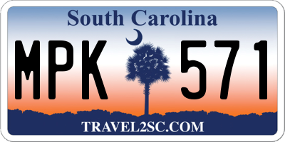 SC license plate MPK571