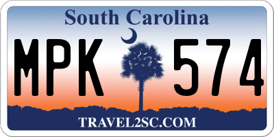 SC license plate MPK574