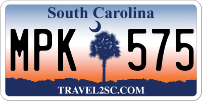 SC license plate MPK575