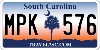 SC license plate MPK576
