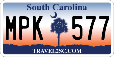 SC license plate MPK577