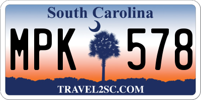 SC license plate MPK578